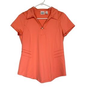 Chico’s ZENERGY Golf Women’s Sz 0(S) Coral Polo Short Sleeve Activewear Top